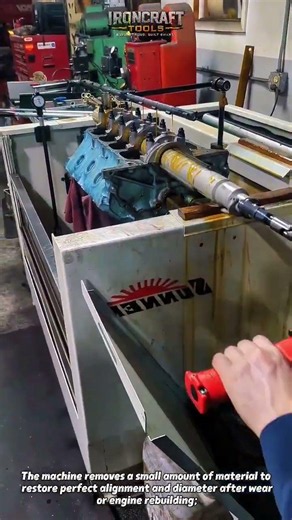 Inside a V8 Engine Line Boring Process! #EngineRebuild #Machining #Shorts