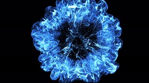 Dynamic azure energy cloud exploding into existence