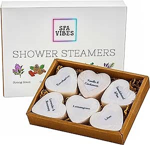 Spa Vibes Shower Steamers (Pack of 6) Oversized Long-Lasting Essential Oil Aromatherapy Shower Bombs Gift Set for Women & Mens Spa Day. Self-Care- Eucalyptus, Lavender & More