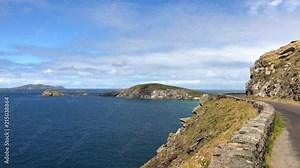 Beautiful coastline between Slea Head and Dunmore Head at Slea Head Drive, one of Irelands most scenic routes, Dingle peninsula, Kerry, Ireland