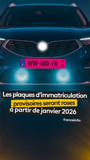 Une nouvelle plaque d'immatriculation rose va faire son apparition en janvier 2026 pour lutter contre la fraude aux immatriculations temporaires. #canal16 | Franceinfo