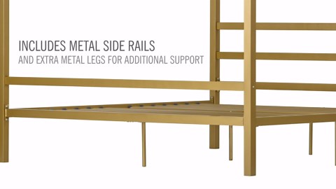 DHP King Metal Canopy Bed, Modern Design with Built-In Headboard, Sturdy Frame, No Box Spring Needed, Gunmetal Gray