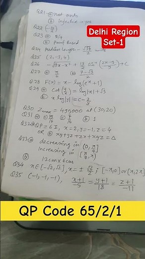 CBSE Class 12 Maths Answer Key for Delhi Region QP Code 65/2/1 | Section B, C, D & E Correct Answers