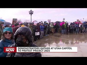 Demonstrators gather at Utah Capitol building in protest against Project 2025