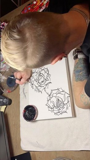 Rough outline ✅ #canvasart #RoughCut #Roses