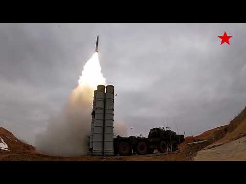 S-400 Triumf Mobile Russian Aerospace Defence Forces Surface-to-air Missile Systems Salvo Launch