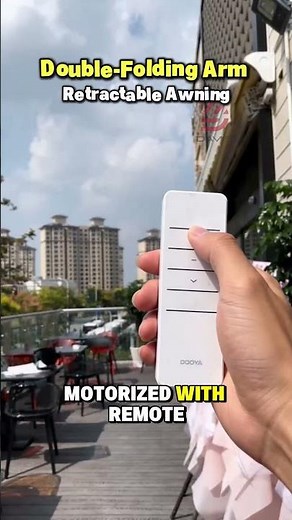 Modern Retractable Awning: All-aluminum construction, dual-folding arms, motorized retraction