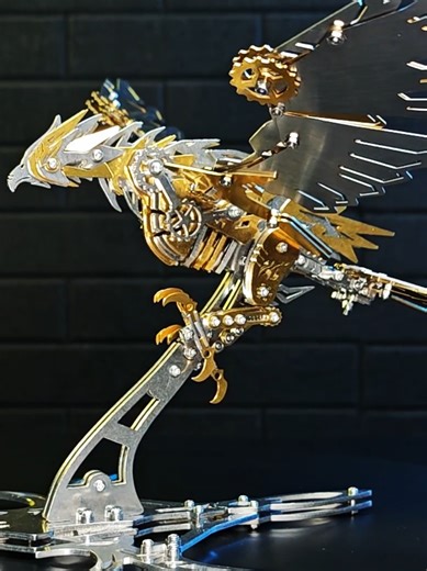Metal Golden Falcon Predator. Speed build 3D model kit. #metal#falcon#timelapse#modelkit#kit