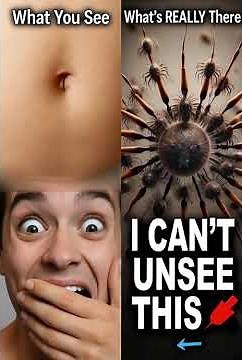 Normal belly button vs what's actually there under microscope