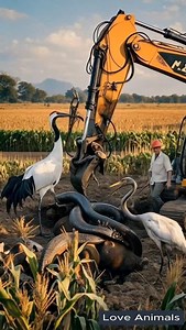 excavator attacked by snake #excavator #giantpython | MGTC Farming