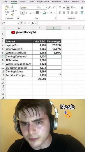 The Excel trick to calculate percentages without formulas 🤯