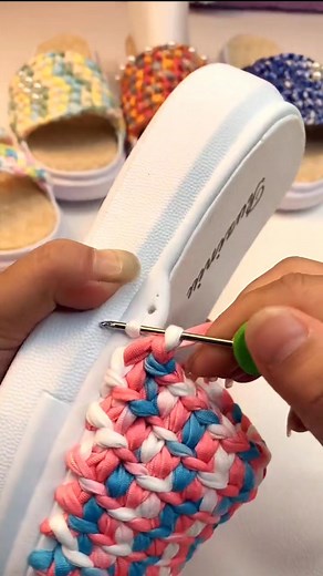 Crocheting sandals at weekend #crochet #3colors #sandals #diy #happiness