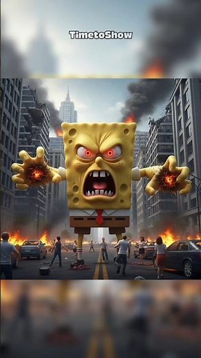 The Scariest Monster‼️SpongeBob, Patrick & Squidward Destroy the City‼️😱 #shortvideo #spongebob