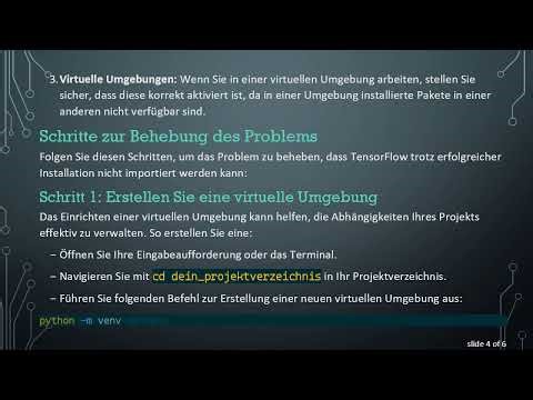 Behebung von TensorFlow Importproblemen: Warum pip list die Installation anzeigt, aber import Tenso