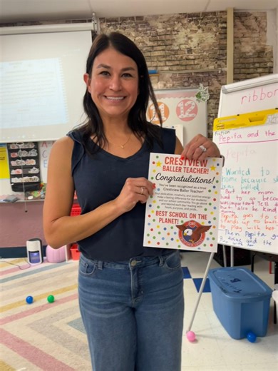 Congratulations to our Baller Teacher of the Week, Mrs. Raquel Lopez! 🎉 Mrs. Lopez works tirelessly to ensure all students reach their full potential. Her patience, dedication, and commitment to growth shine through in everything she does. Her students thrive because of her—and we think she’s simply amazing! 💙🍎 | Crestview Elementary School