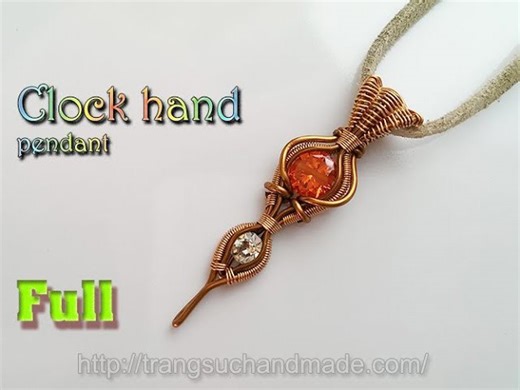 Pendant inspired by the clock hands with stones without holes - full version (slow) 287