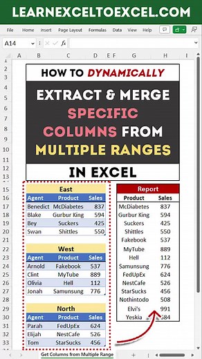 Extract specific data from multiple data ranges in Excel using CHOOSECOLS and VSTACK functions #excel #exceltips #exceltricks #msexcel #office365 #excel365 #msoffice #tutorial #exceltutorial #tiktokuni #fyp #foryou #excelpro #tiktoktaughtme #f