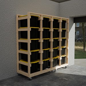 Mobile Storage - Costco Tote Rack - Trendy Bin Shelves - 5x4 - 27 Gallon - Digital Build Plans - Etsy