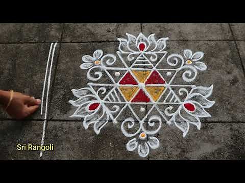 Tuesday Rangoli Designs🌻5x3 Dots Easy Friday Muggulu🌻Simple Kolam Design🌻Side border Rangoli Designs