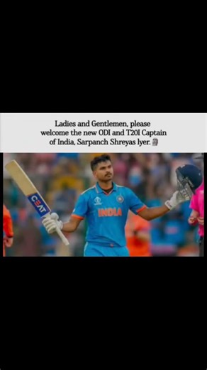 The new ODI and T201 Captain of India, Sarpanch Shreyas lyer🗿.#shreyasiyer #odi #t20 #captain