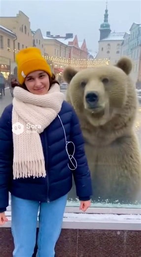 A cute grizzly bear dancing with a girl #cutegrizzly #grizzly