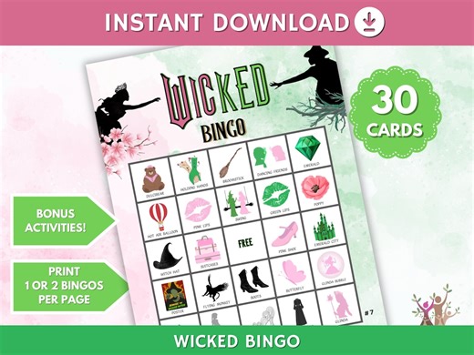 Wicked Bingo Game: Wizard of Oz Party Game, Wicked Birthday Party and Classroom Activity (30 Printable Bingo Cards) Digital Download - Etsy
