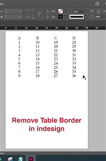Easiest Method to REMOVE Table Border in InDesign #rajgraphicgyan #shortvideo #shorts