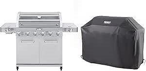 Monument Grills 6-Burner Clearview Stainless Steel Cabinet Style Propane Gas Grill with BBQ Cover(2 Items)