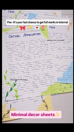 Deepika🦋 on Instagram: "✨ Class 12 English file with minimal decor & budget-friendly finishing ✨ Perfect for last-minute submissions without compromising on presentation 📚 Simple • Neat • Exam-ready 💯 📩 DM for customized files as per your subject, budget & requirements 🚚 Pan India shipping available #class12 #class12english #englishproject #schoolprojects #internalmarks #examready #minimaldecor #budgetfriendly #handmadefiles #projectfile #studentlife #studygram #assignmentwork #customizedpr