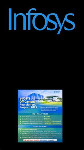 Arpit | Career • Tech • Growth on Instagram: "Infosys Recruiting 2025 is LIVE Freshers, this is your chance to start your IT career with one of India’s top tech companies. ✔️ Eligibility ✔️ Role overview ✔️ Selection process 👉 Comment “LINK” and I’ll share the application link in reply. Save & share with your friends who are graduating in 2025. #InfosysRecruitment #Infosys2025 #FreshersHiring #ITJobs #CampusPlacements #SoftwareEngineer #TechCareers #JobUpdates #2025Batch"