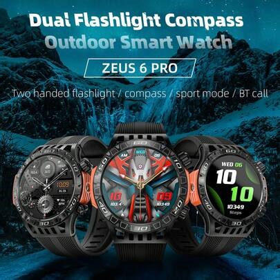 LOKMAT ZEUS 6 PRO Smart Watch 1.46-Inch Large Round Screen Compass Function Dual Flashlight Function Bluetooth Call Information Push Voice Assistant Sedentary Reminder Remote Photo Taking Music Control Heart Rate Blood Oxygen Sleep Health Monitoring Function Ip68 Waterproof Outdoor Sports Watch | SHEIN