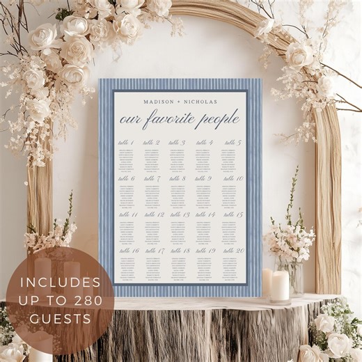 Dusty Blue Vintage Wedding Seating Chart Board, Editable Template, Find Your Seat, Wedding Reception Decor, Instant Download, Edit in Canva - Etsy