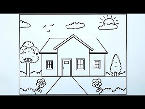 Cara menggambar rumah mudah dan simple 🏠 Gambar rumah 🏠 menggambar rumah
