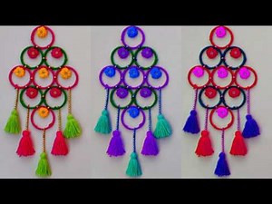 EASY WALL HANGING TORAN WITH WOOLEN AND OLD BANGLES || BEAUTIFUL WOOLEN WALL HANGING TORAN CRAFT ||