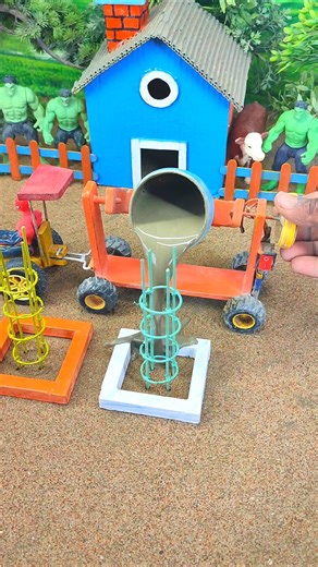 🚜🔥 DIY Mini Tractor Cement Pillar Making Machine | Real Working Mini Construction Project #shorts