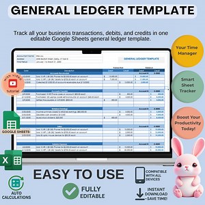 General Ledger Template, Editable Google Sheets Accounting Ledger Sheet - Etsy Canada