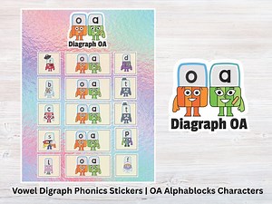 OA Vowel Digraph Stickers,alphablocks-style Phonics Stickers,printable Phonics Stickers,oa Sound Learning Printable,learning Sticker Pack - Etsy UK