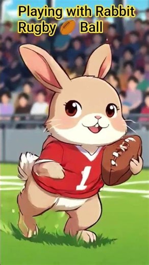 Rabbits in Action: Rugby Field Madness! 🏉 #RugbyFunny #CuteBunnies #ViralShorts #AnimalComedy