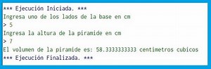 Algoritmo para calcular el volumen de una piramide