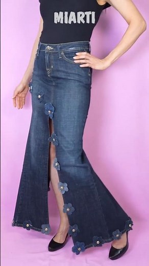 Turning Old Jeans into a DIY Maxi Skirt Miarti🪡🧵✂️ ✌️