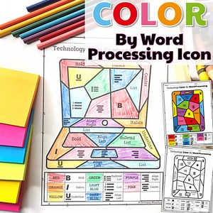 Technology Color By Word Processing Icons Printables