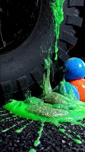 Tire vs Glowing Alien Slime 😱 | Super Satisfying 4K ASMR