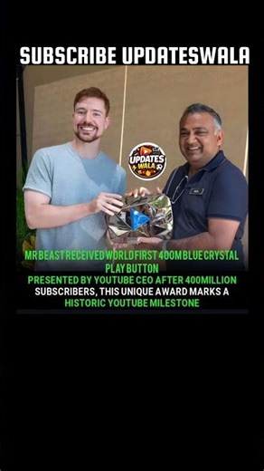 MrBeast Gets WORLD’S FIRST Blue Diamond Play Button 🏆🔥#mrbeast #worldrecord #trending #shorts