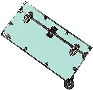 C&N Footlockers - Large Undergrad Storage Trunk w/Wheels - Made in the USA - Only STEEL Footlocker on Amazon - Durable Chest with Lid Stay - 32 x 18 x 16.5 Inches (Mint)