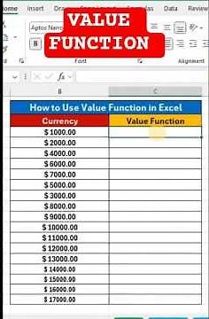 How to Use the Value Function in Excel.