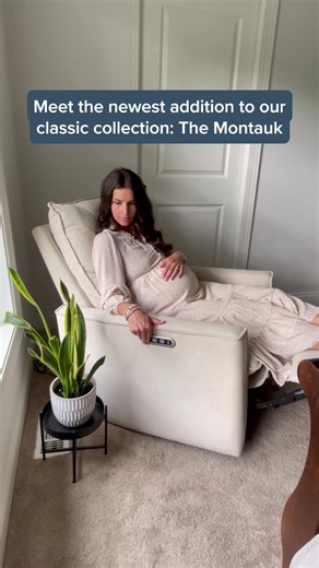 Meet the Montauk: a contemporary glider that blends clean lines with plush comfort. High backrest, slim arms, and a light, modern presence bring quiet sophistication to any room—without sacrificing everyday function.  Plush support for every stage (pregnancy → beyond) ⚡ Smooth power recline + adjustable headrest + gentle glide  Stain-resistant, non-toxic fabric + built-in charging port | Nurture& | Facebook