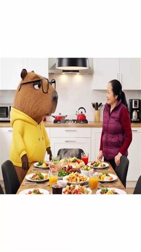 The Cutest Kitchen Moment: Capybara Arrives to Help Cook #capy #capybara