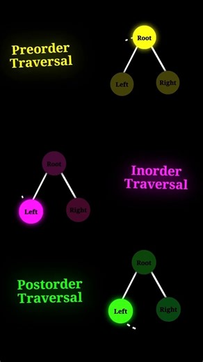 Tree Traversals Explained Inorder, Preorder & Postorder 🌳#dsa #programming