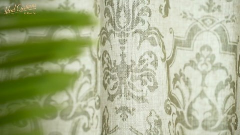 jinchan Linen Curtains for Bedroom & Living Room - Moss Green Damask Patterned Curtains, 84 Inches Long, Light Filtering, Vintage Baroque Style Drapes with Grommet Window Treatments - 2 Panels Set