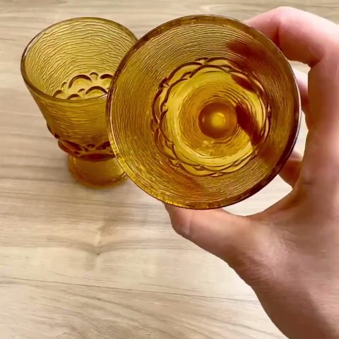 Vintage Amber Glass Goblets Set of 2 Indiana Glass Pedestal Retro Barware - Etsy Canada